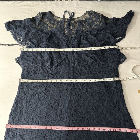 NEW $508 Tadashi Shoji [ PLUS SZ 20W ] Aileen High Low‎ Lace Gown in Blue - Picture 3 of 12